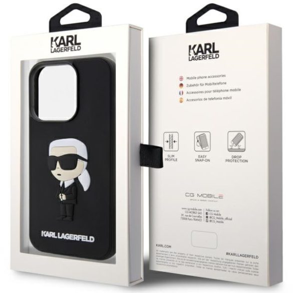 Karl Lagerfeld KLHCP14X3DRKINK iPhone 14 Pro Max 6.7" fekete keménytok Gumiból készült ikonikus 3D keménytok