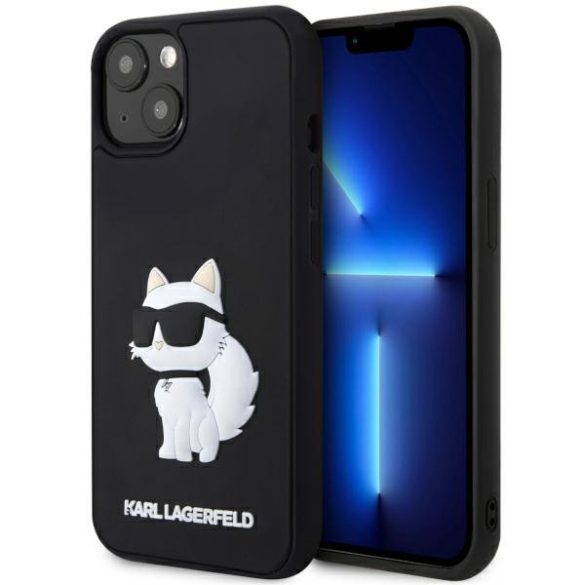 Karl Lagerfeld KLHCP14S3DRKHNK iPhone 14 / 15 / 13 6.1" fekete keménytok gumi Choupette 3D