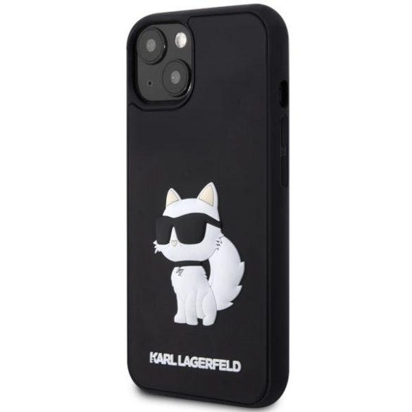 Karl Lagerfeld KLHCP14S3DRKHNK iPhone 14 6.1" fekete keménytok gumi Choupette 3D