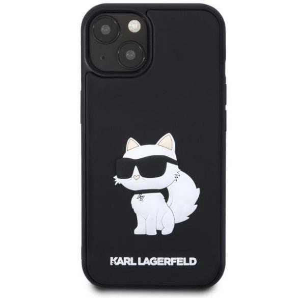 Karl Lagerfeld KLHCP14S3DRKHNK iPhone 14 6.1" fekete keménytok gumi Choupette 3D