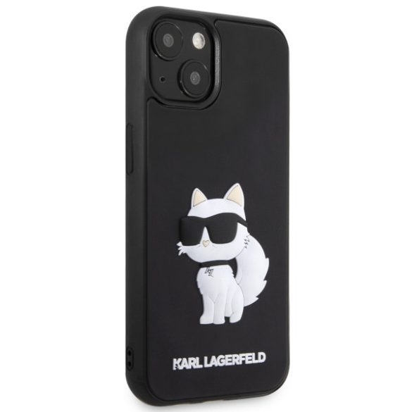 Karl Lagerfeld KLHCP14S3DRKHNK iPhone 14 / 15 / 13 6.1" fekete keménytok gumi Choupette 3D