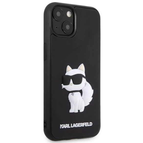 Karl Lagerfeld KLHCP14S3DRKHNK iPhone 14 6.1" fekete keménytok gumi Choupette 3D