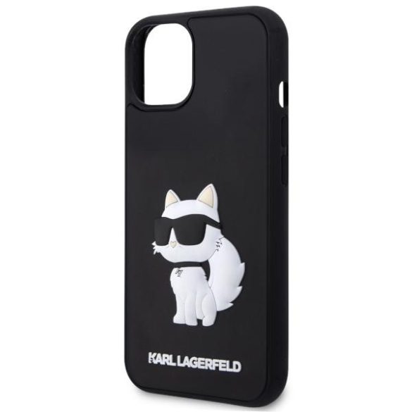 Karl Lagerfeld KLHCP14S3DRKHNK iPhone 14 6.1" fekete keménytok gumi Choupette 3D