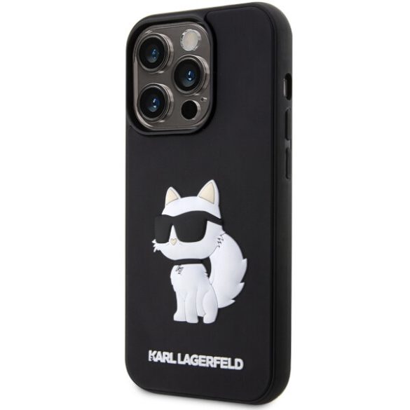 Karl Lagerfeld KLHCP14L3DRKHNK iPhone 14 Pro 6.1" fekete keménytok  Rubber Choupette 3D