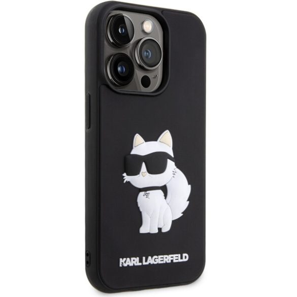 Karl Lagerfeld KLHCP14L3DRKHNK iPhone 14 Pro 6.1" fekete keménytok  Rubber Choupette 3D