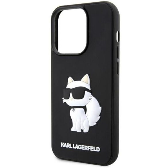 Karl Lagerfeld KLHCP14L3DRKHNK iPhone 14 Pro 6.1" fekete keménytok  Rubber Choupette 3D