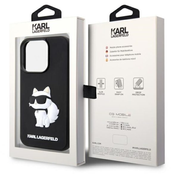 Karl Lagerfeld KLHCP14L3DRKHNK iPhone 14 Pro 6.1" fekete keménytok  Rubber Choupette 3D