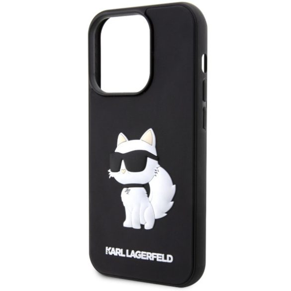 Karl Lagerfeld KLHCP14X3DRKHNK iPhone 14 Pro Max 6.7" fekete keménytok  Gumiból készült Choupette 3D tok