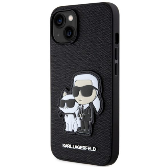 Karl Lagerfeld KLHCP14SSANKCPK iPhone 14 / 15 / 13 6.1" keménytok fekete Saffiano Karl & Choupette