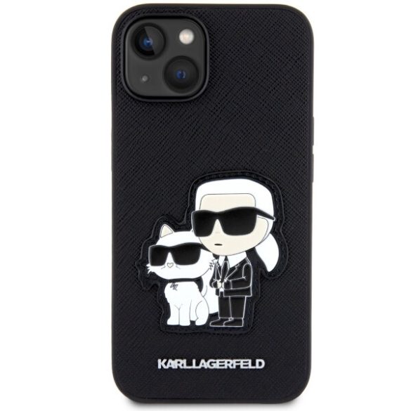 Karl Lagerfeld KLHCP14SSANKCPK iPhone 14 / 15 / 13 6.1" keménytok fekete Saffiano Karl & Choupette