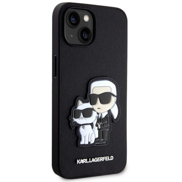 Karl Lagerfeld KLHCP14SSANKCPK iPhone 14 / 15 / 13 6.1" keménytok fekete Saffiano Karl & Choupette