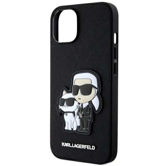 Karl Lagerfeld KLHCP14SSANKCPK iPhone 14 / 15 / 13 6.1" keménytok fekete Saffiano Karl & Choupette