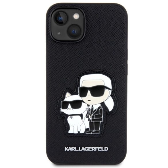 Karl Lagerfeld KLHCP14MSANKCPK iPhone 14 Plus / 15 Plus 6.7" keménytok fekete Saffiano Karl & Choupette