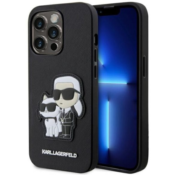 Karl Lagerfeld KLHCP14LSANKCPK iPhone 14 Pro 6.1" keménytok fekete Saffiano Karl & Choupette