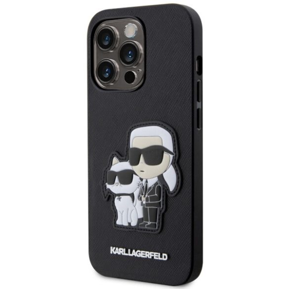 Karl Lagerfeld KLHCP14LSANKCPK iPhone 14 Pro 6.1" keménytok fekete Saffiano Karl & Choupette