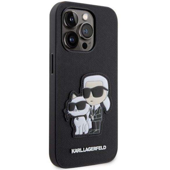 Karl Lagerfeld KLHCP14LSANKCPK iPhone 14 Pro 6.1" keménytok fekete Saffiano Karl & Choupette