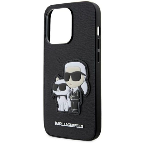 Karl Lagerfeld KLHCP14LSANKCPK iPhone 14 Pro 6.1" keménytok fekete Saffiano Karl & Choupette