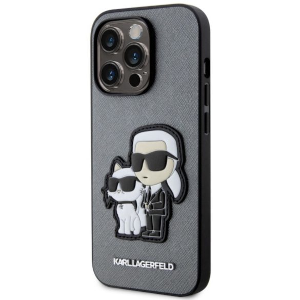 Karl Lagerfeld KLHCP14LSANKCPG iPhone 14 Pro 6.1" keménytok ezüst Saffiano Karl & Choupette