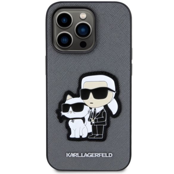 Karl Lagerfeld KLHCP14LSANKCPG iPhone 14 Pro 6.1" keménytok ezüst Saffiano Karl & Choupette