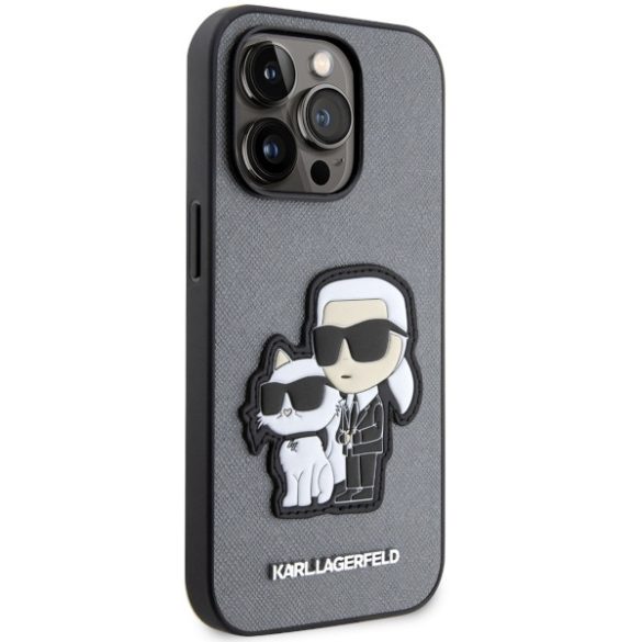 Karl Lagerfeld KLHCP14LSANKCPG iPhone 14 Pro 6.1" keménytok ezüst Saffiano Karl & Choupette