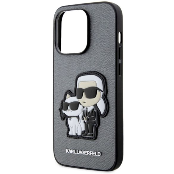 Karl Lagerfeld KLHCP14LSANKCPG iPhone 14 Pro 6.1" keménytok ezüst Saffiano Karl & Choupette