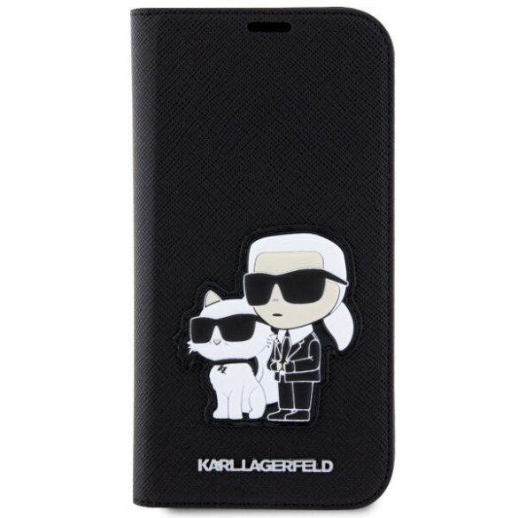 Karl Lagerfeld KLBKP14SSANKCPK iPhone 14 / 15 / 13 6.1" könyvtok fekete Saffiano Karl & Choupette