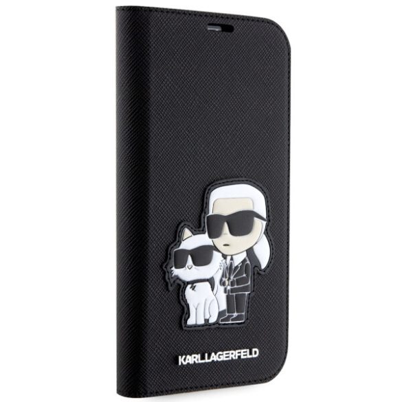 Karl Lagerfeld KLBKP14SSANKCPK iPhone 14 / 15 / 13 6.1" könyvtok fekete Saffiano Karl & Choupette