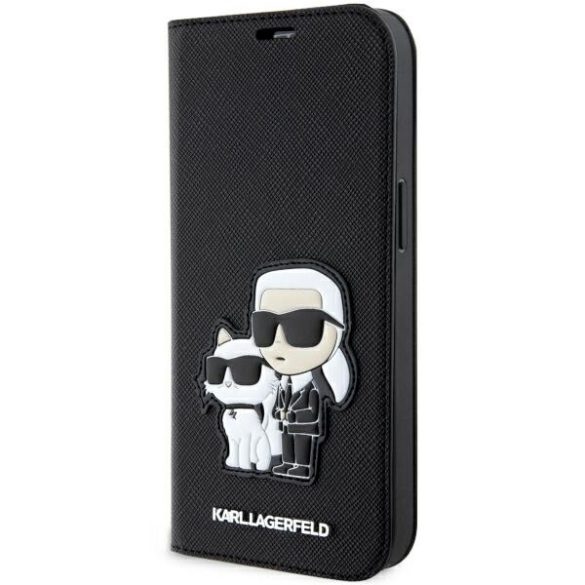 Karl Lagerfeld KLBKP14XSANKCPK iPhone 14 Pro Max 6.7" könyvtok fekete Saffiano Karl & Choupette Saffiano Karl & Choupette