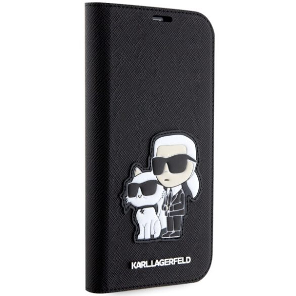 Karl Lagerfeld KLBKP14XSANKCPK iPhone 14 Pro Max 6.7" könyvtok fekete Saffiano Karl & Choupette Saffiano Karl & Choupette