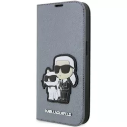   Karl Lagerfeld KLBKP14XSANKCPG iPhone 14 Pro Max 6.7" könyvtok ezüst Saffiano Karl & Choupette