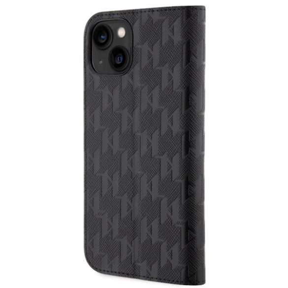 Karl Lagerfeld KLBKP14SSAKLHPK iPhone 14 / 15 / 13 6.1" könyvtok fekete Saffiano Monogram