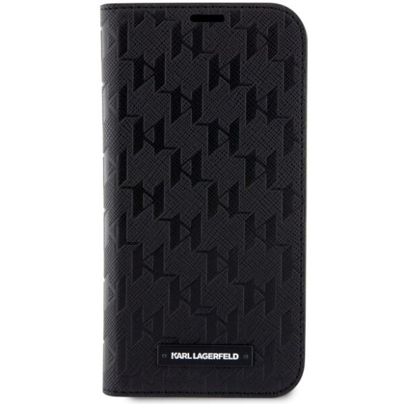 Karl Lagerfeld KLBKP14SSAKLHPK iPhone 14 / 15 / 13 6.1" könyvtok fekete Saffiano Monogram