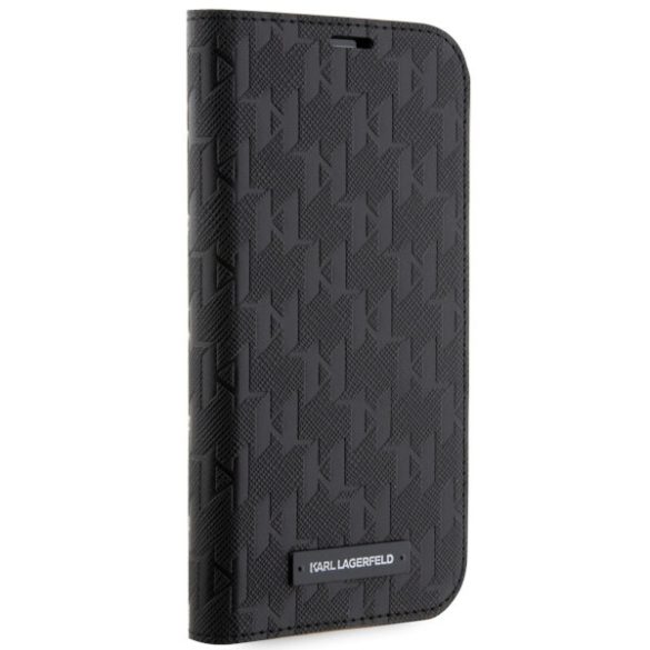 Karl Lagerfeld KLBKP14SSAKLHPK iPhone 14 / 15 / 13 6.1" könyvtok fekete Saffiano Monogram