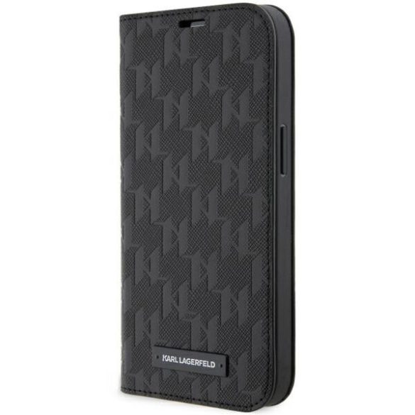 Karl Lagerfeld KLBKP14LSAKLHPK iPhone 14 Pro 6.1" könyvtok fekete Saffiano monogram