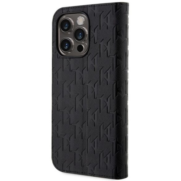 Karl Lagerfeld KLBKP14LSAKLHPK iPhone 14 Pro 6.1" könyvtok fekete Saffiano monogram