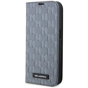 Karl Lagerfeld KLBKP14LSAKLHPG iPhone 14 Pro 6.1" könyvtok ezüst Saffiano monogram