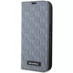   Karl Lagerfeld KLBKP14XSAKLHPG iPhone 14 Pro Max 6.7" könyvtok ezüst Saffiano monogram