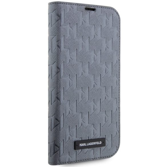 Karl Lagerfeld KLBKP14XSAKLHPG iPhone 14 Pro Max 6.7" könyvtok ezüst Saffiano monogram