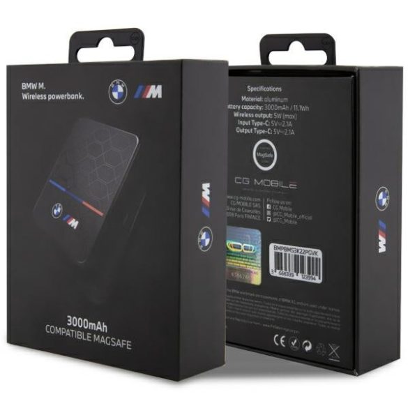 BMW Powerbank imdukciós BMPBMS3K22PGVK 5W 3000mAh + kabel fekete M Collection MagSafe M kollekció