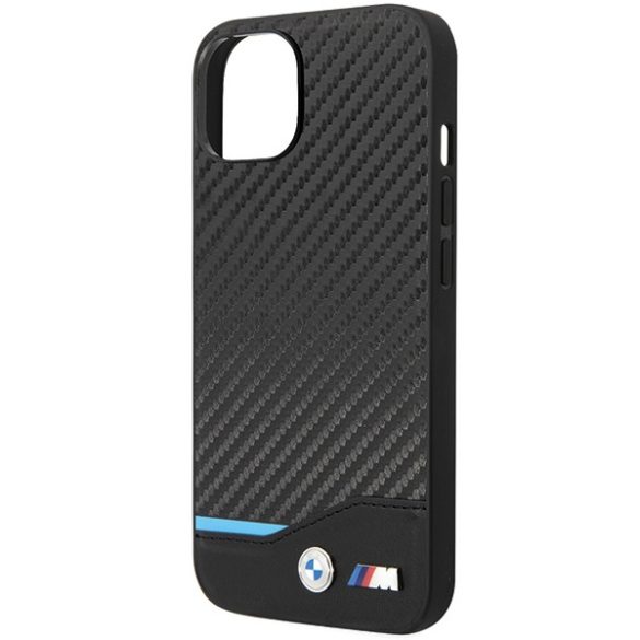 Etui BMW BMHCP13M22NBCK iPhone 13 / 14 / 15 6.1" fekete bőr Carbon tok
