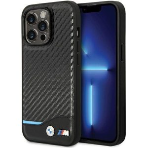 Etui BMW BMHCP13X22NBCK iPhone 13 Pro Max 6.7" fekete bőr keménytok Carbon