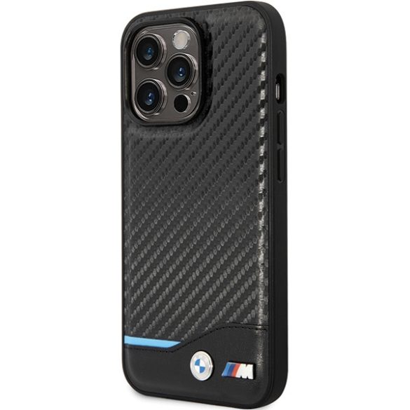Etui BMW BMHCP13X22NBCK iPhone 13 Pro Max 6.7" fekete bőr keménytok Carbon