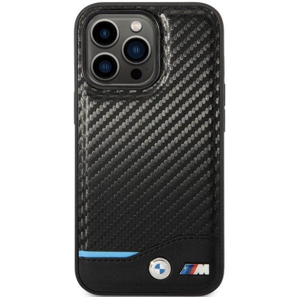 Etui BMW BMHCP13X22NBCK iPhone 13 Pro Max 6.7" fekete bőr keménytok Carbon