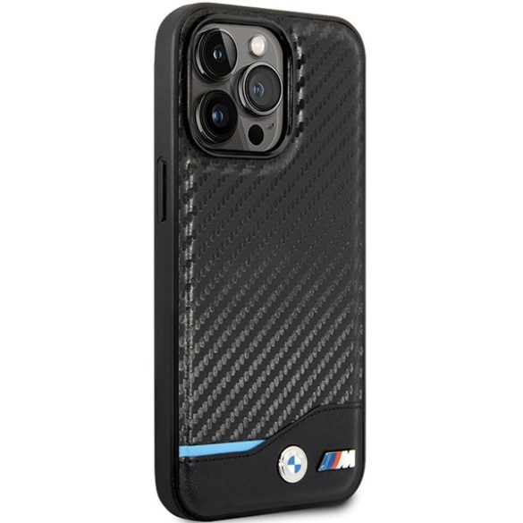 Etui BMW BMHCP13X22NBCK iPhone 13 Pro Max 6.7" fekete bőr keménytok Carbon