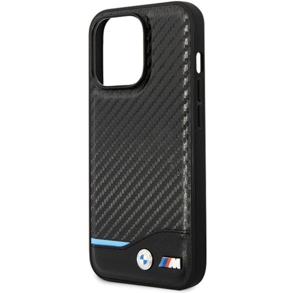 Etui BMW BMHCP13X22NBCK iPhone 13 Pro Max 6.7" fekete bőr keménytok Carbon