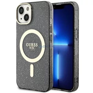 Guess GUHMP14MHCMCGK iPhone 14 Plus 6,7" fekete keménytok Glitter Gold MagSafe