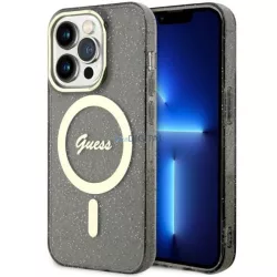  Guess GUHMP14XHCMCGK iPhone 14 Pro Max 6.7" fekete keménytok Glitter Gold MagSafe