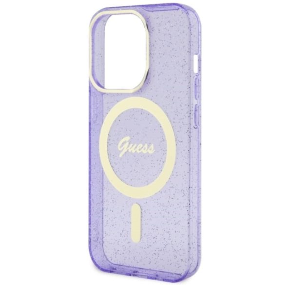 Guess GUHMP14LHCMCGU iPhone 14 Pro 6.1" lila keménytok  Glitter Gold MagSafe