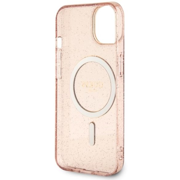 Guess GUHMP14MHCMCGP iPhone 14 Plus / 15 Plus 6.7" rózsaszín keménytok Glitter Gold MagSafe