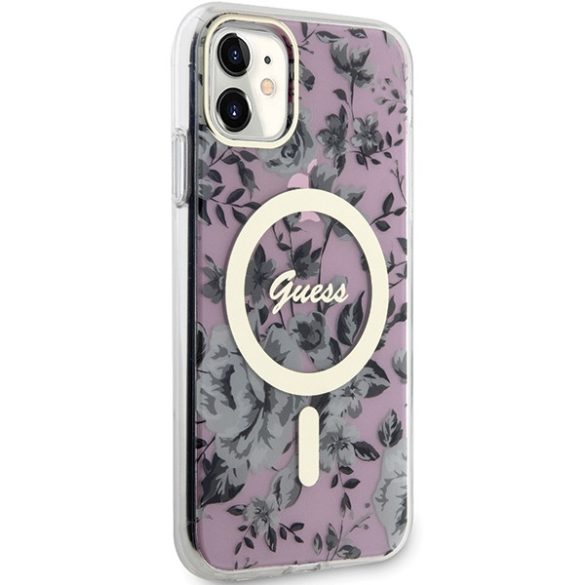 Guess GUHMN61HCFWSP iPhone 11 / Xr 6.1" rózsaszín keménytok Flower MagSafe